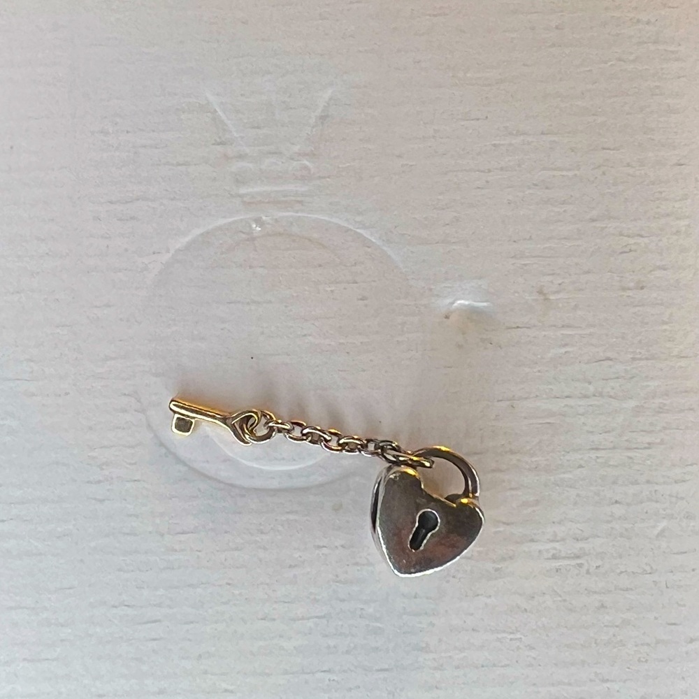 PANDORA RARE Key To My Heart Charm 925 ALE Sterling Silver With 14k Gold Key